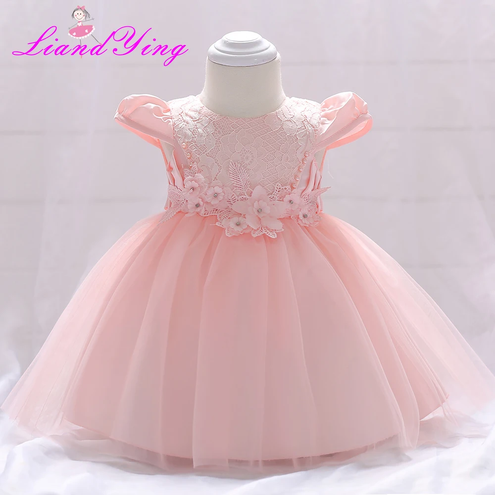 

Summer New Born Baby Girl Dresses Pearls Bow Multilayered Luxurious Dress Christening Gown Baby Tutu Dress 0-2 Years Infant Kids