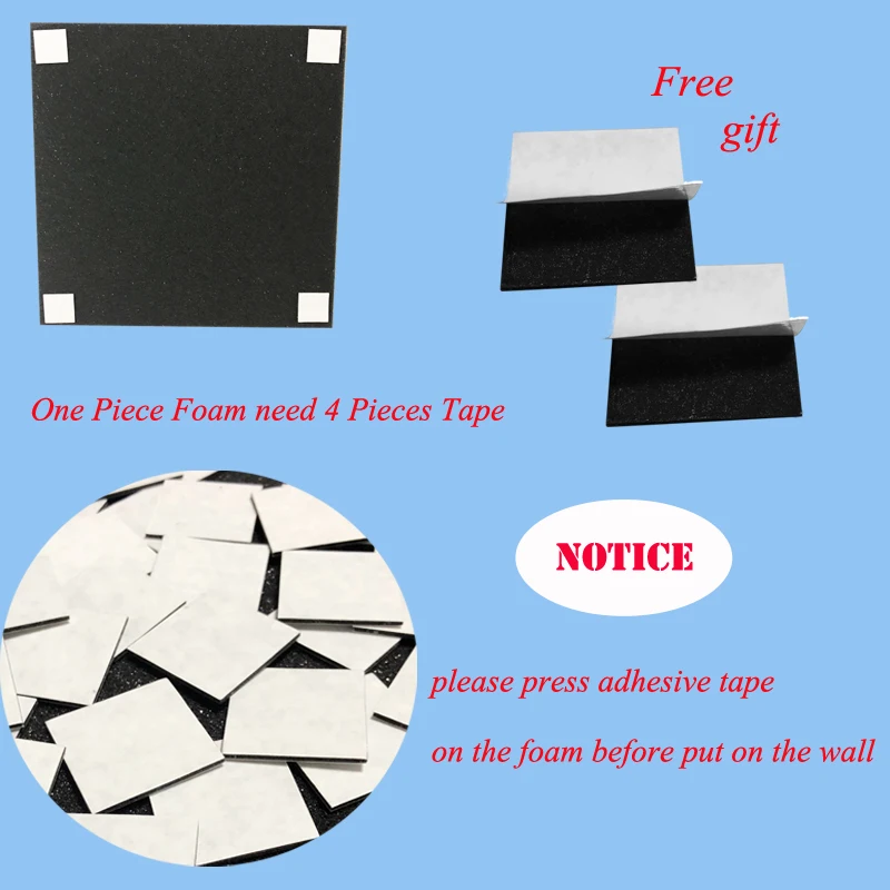 12''*12''*1'' inches Wedge Acoustic Foam with Adhesive Tape 8 PCS Soundproof Panels