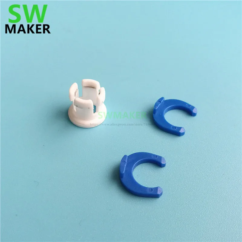 2set UM Tube Coupling Collet White bowden tube clamp + Blue horse shoe Clamp Clip for 6mm tube 3D printer parts