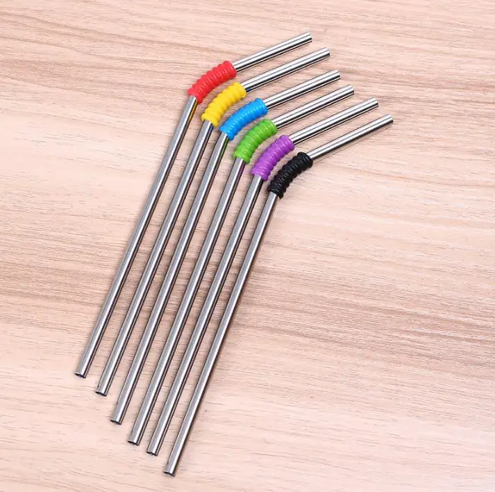 Hot Sale Food Grade 304 Stainless Steel Straws with 6 Colors Silicone Ring for 20oz Tumbler