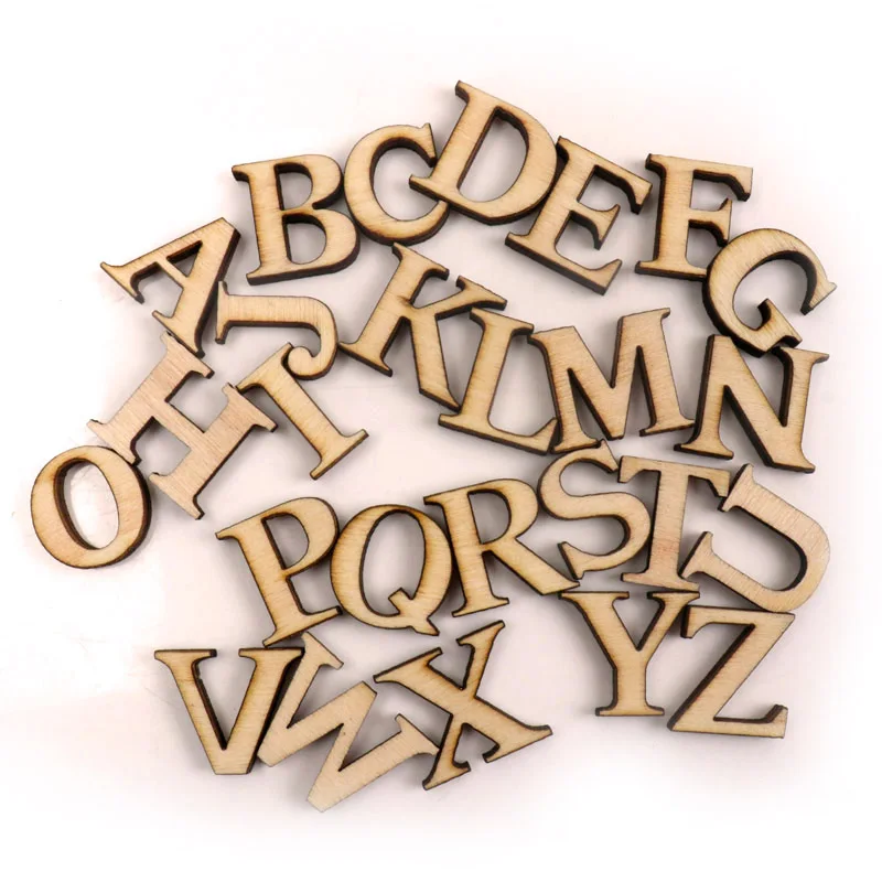 Handmade Wooden Crafts Accessory Home Decoration Scrapbookings DIY Mix 26 letters/3 sets Wood Ornaments 17mm 78pcs