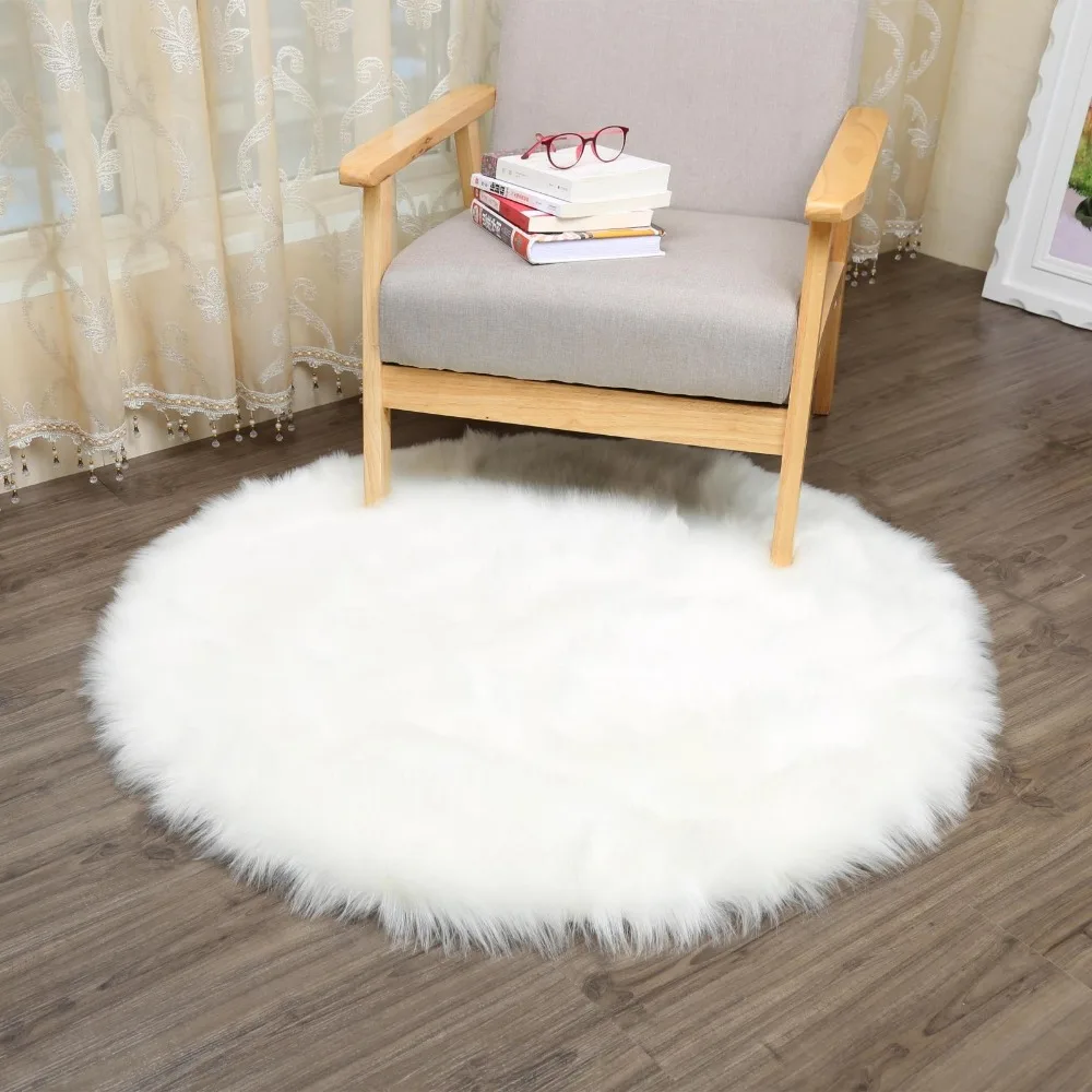 special price Soft Artificial Sheepskin Rug Chair Cover Artificial Wool Warm Hairy Carpet Seat Pad Modern Style Home Decoration