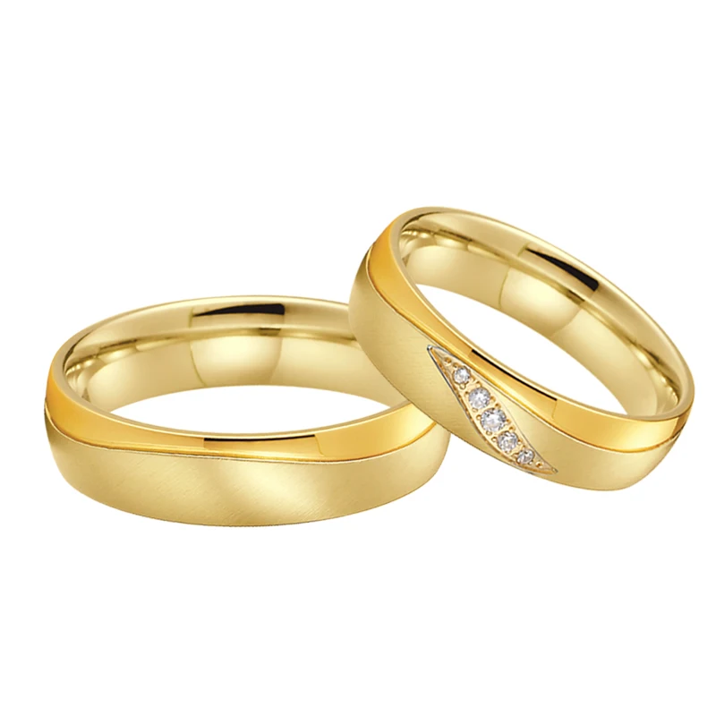 Couple Wedding Rings For Men And Women Plating Stainless Steel Alliances Love His And Hers Proposal Ring Marriage