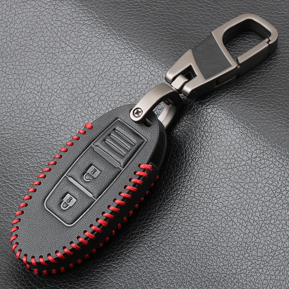 Men Leather Remote Key Case For Nissan Qashqai Pulsar March 370Z Micra Juke Note Tiida Wingroad NV200 Leaf Cube Fob Shell Cover