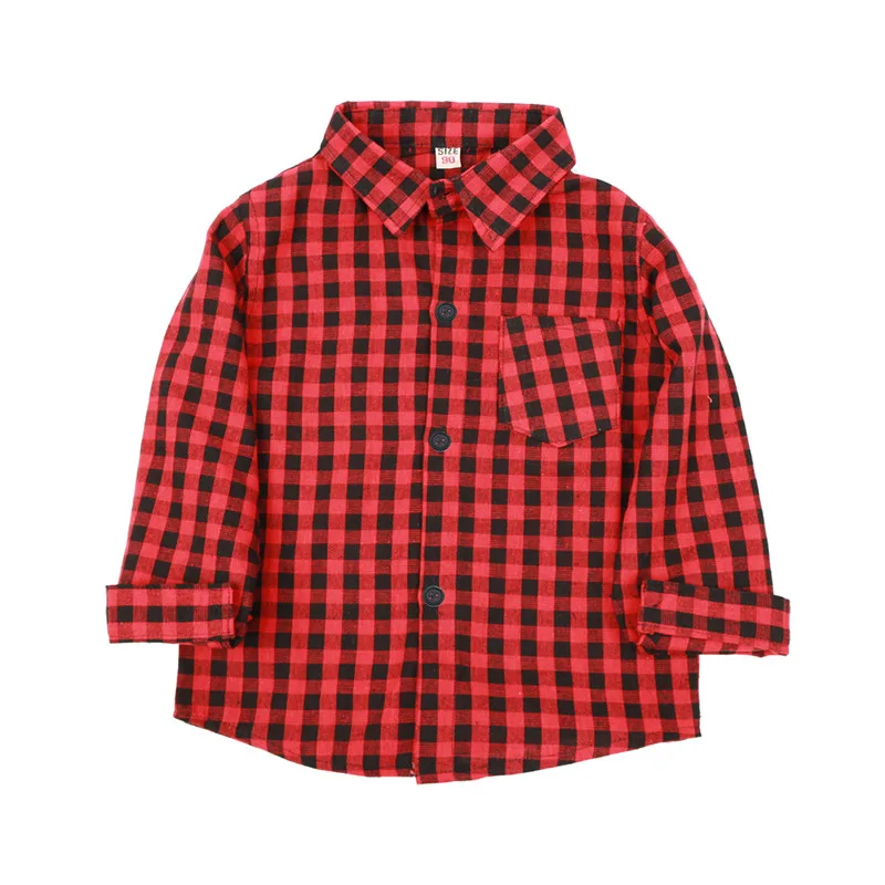 Fashion Baby Boys Shirts Cotton Children Plaid Tee Shirt Checked Boys Blouse Kid Blouses Overshirt Girls Clothes Tops 2-9 Years