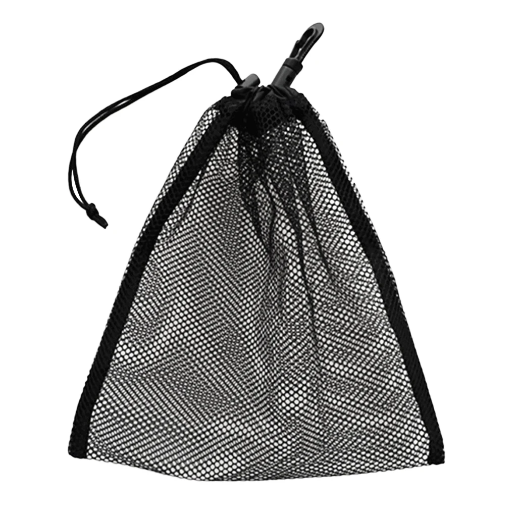 Durable Mesh Nets Bag Pouch Scuba Dive Gear Golf Tennis 30 Balls Carrying Holder Storage Clip On Caddy Pouch 20x24cm Black