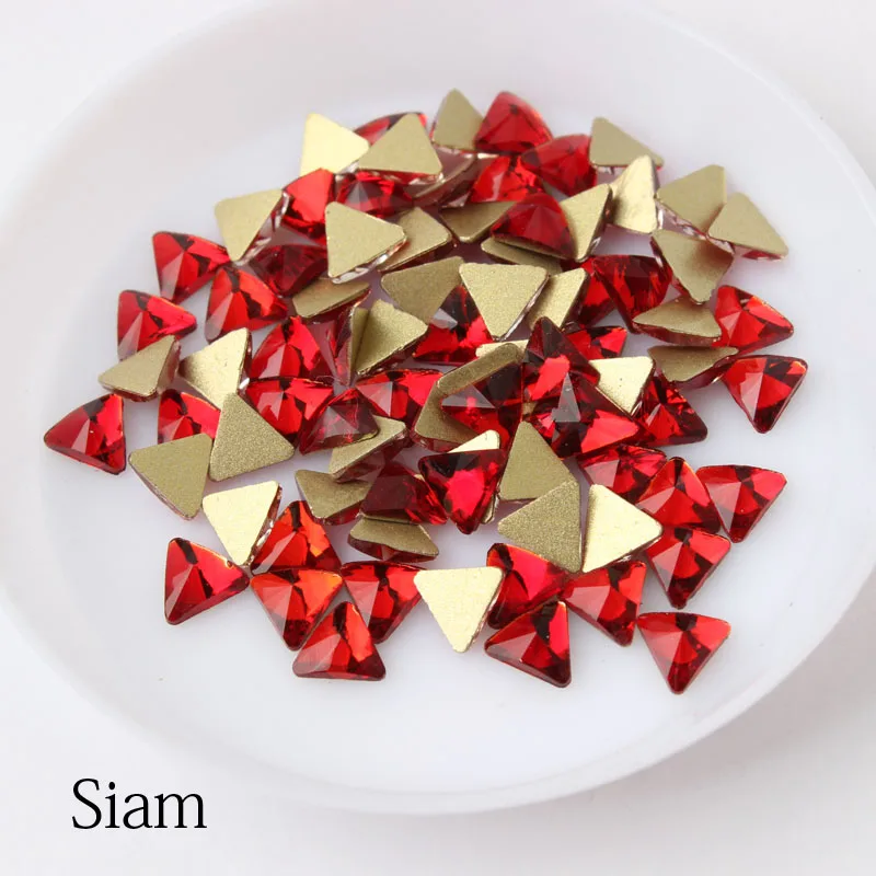 Best selling 5mm Triangle clear nail art rhinestones 13 colors fancy crystal stone 30 / 100PcsDIY nail ornaments