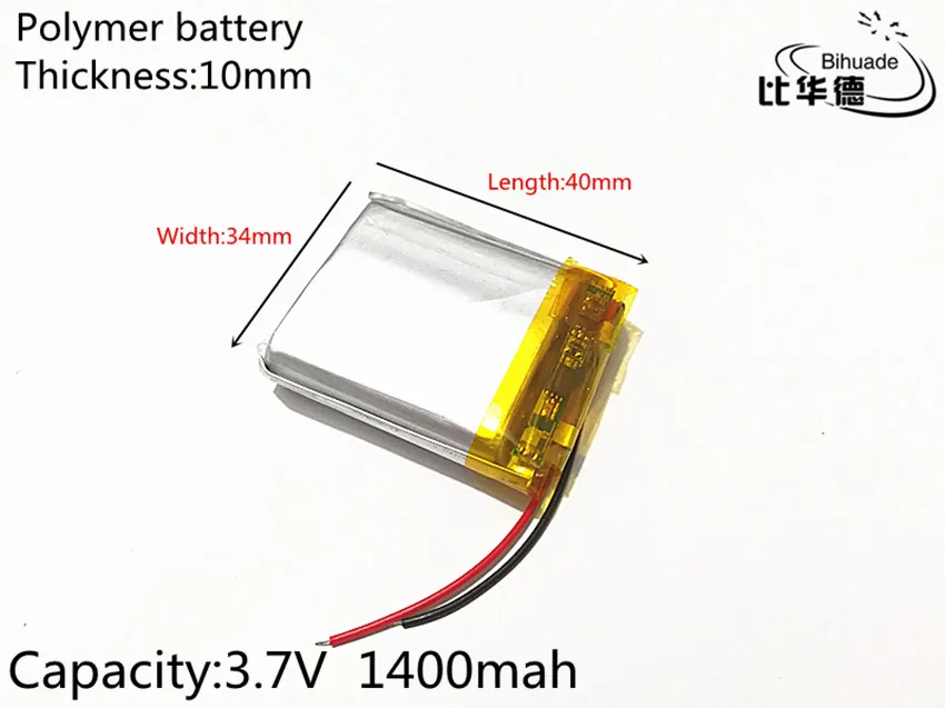 10 قطعة 3.7V 1400mAh 103440 ليثيوم بوليمر لى ايون بطارية قابلة للشحن خلايا ل Mp3 MP4 MP5 GPS PSP المحمول بلوتوث