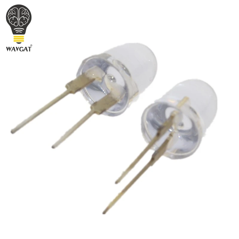 10PCS LED 10mm White Transparent 150mA 0.75W Ultra Bright Round LED Light Emitting Diode Lamp Water Clear Bullet Shape.