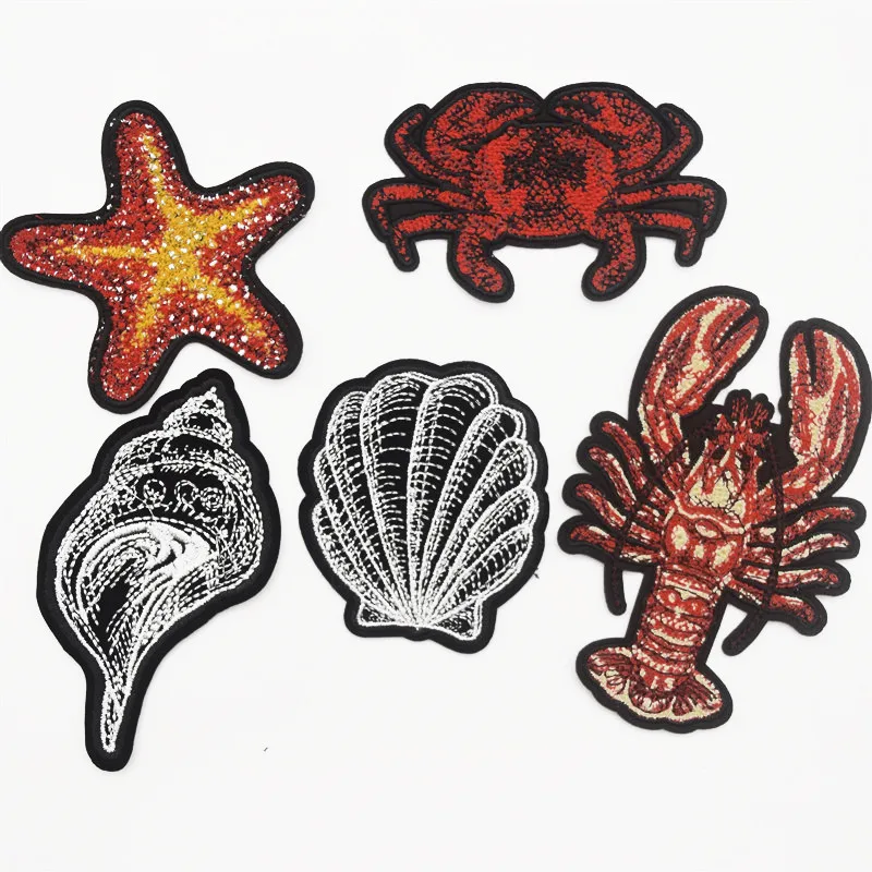 10pcs  good quality star Fish Crab Turtle Shell Quality Embroidered Iron on Patch Craft Sea Life Seaside