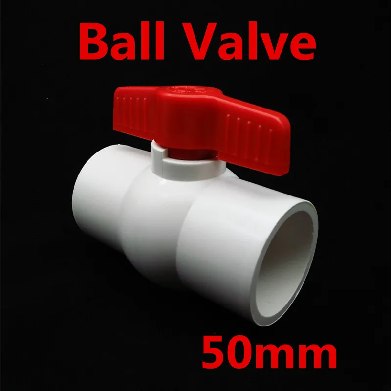 

50mm to 50mm Inside Dia Slip Ends Two Way Ports PVC Ball Valve White Red