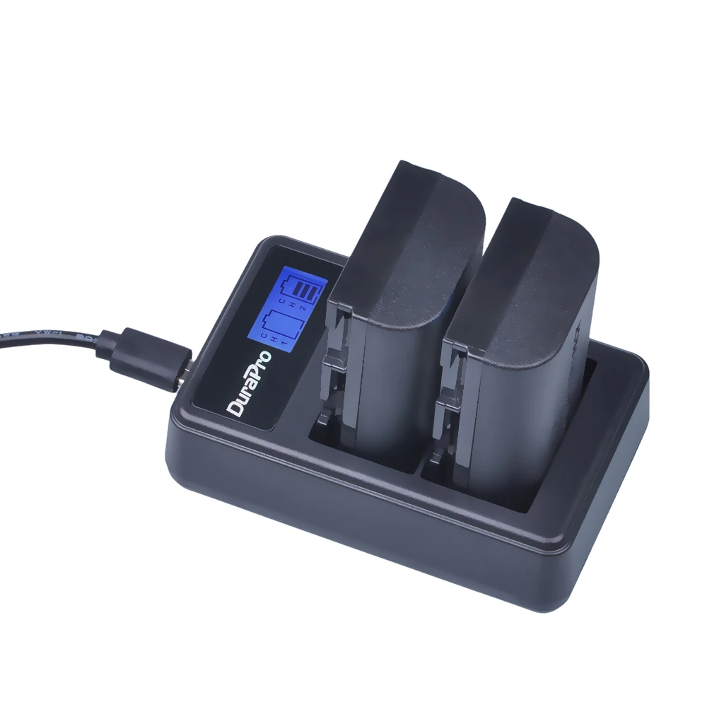 DuraPro 2pc LP-E6 Bateria LP-E6N LP E6 E6N Battery + LCD USB Dual Charger For Canon EOS 5D Mark II III 7D 60D 6D Battery