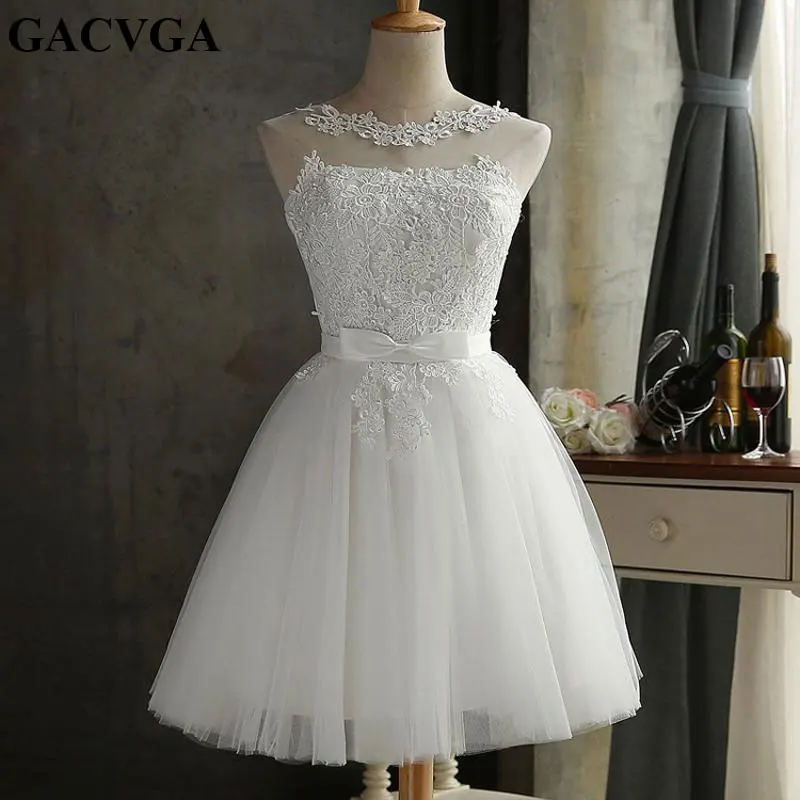 GACVGA Ren Mùa Hè Nữ Không Tay Đáng Yêu Màu Trắng Nơ Ngắn Đầm Ôm Giáng Sinh ĐẦM DỰ TIỆC Vestidos