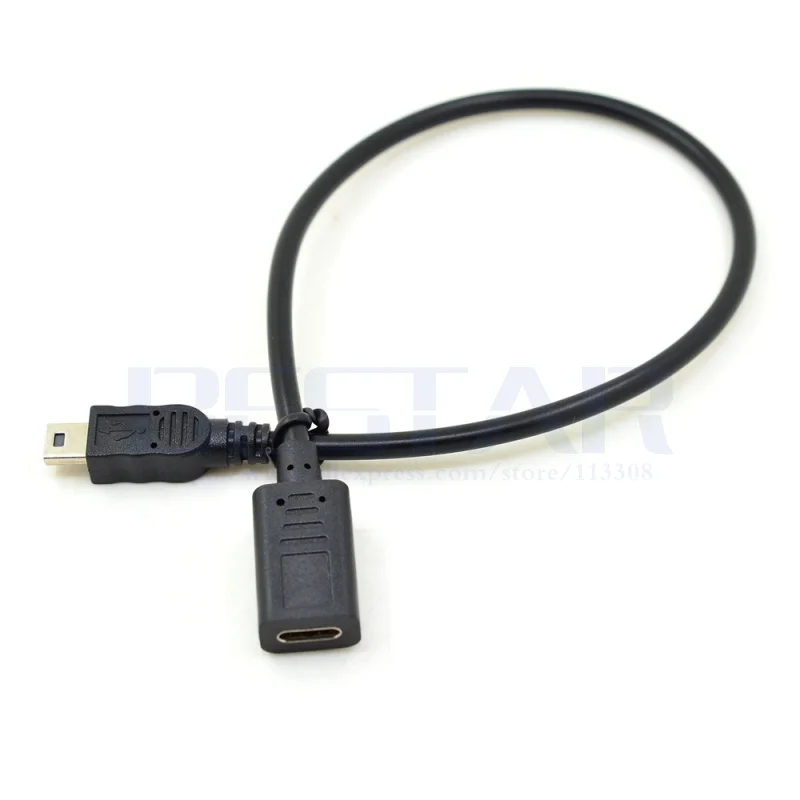 25CM USB Type-c to Mini USB Cable 2.0 5pin Mini-B Male to USB 3.1 USB-C female Converter Adapter Data Charging Cable