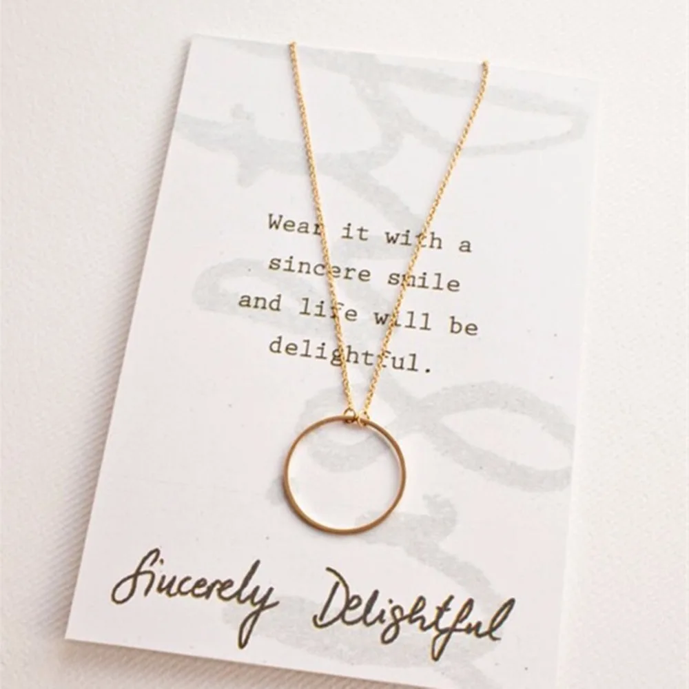 NK602 New Fashion Steampunk Dainty Circle Collier Jewelry Cheap Round Minimalist Chain Pendant Necklace For Women Gift