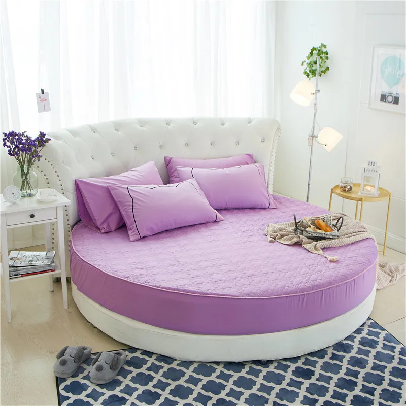 Round Quilted Mattress Protector 100% Cotton Fitted Sheet Romantic Round Bed Sheet Theme Hotel Wedding Bedding