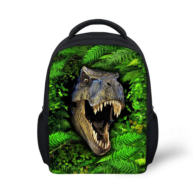 ELVISWORDS-Mochila Escolar con estampado de dinosaurio verde 3D para niños, morral Escolar para guardería, Mochila Escolar para niños y niñas