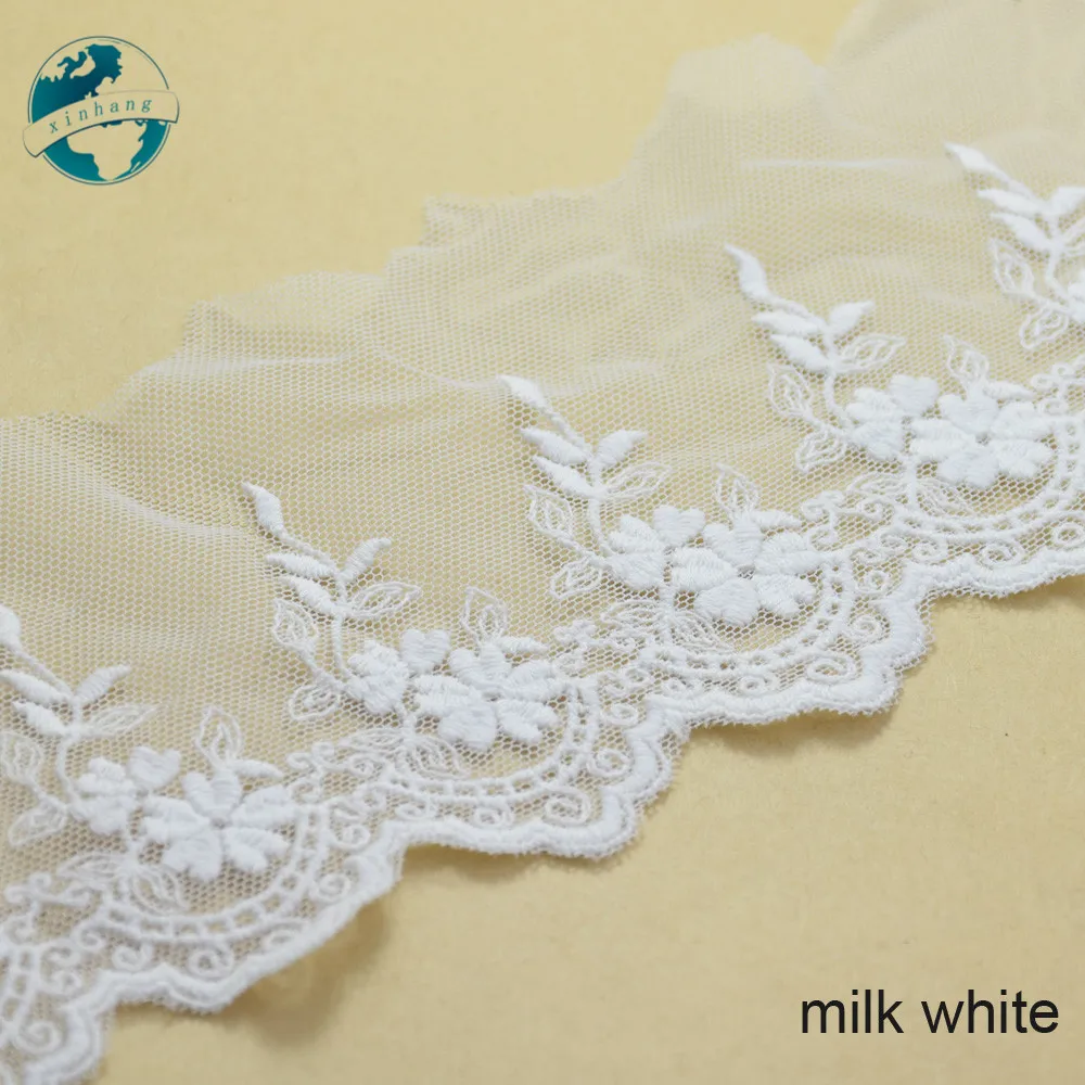 8cm White Embroidery Sewing Ribbon Guipure Lace Trim Fabric Warp Knitting DIY Garment Wedding Accessories #1786