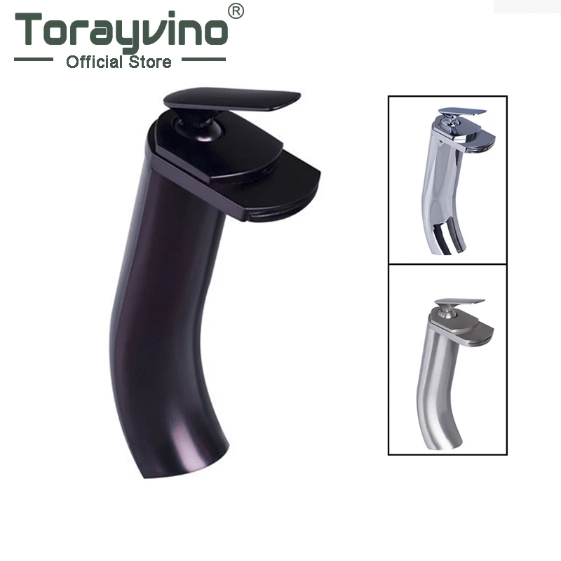 

Torayvino Waterfall Spout Bathroom Faucet Basin Sink Deck Mounted Faucet Washbasin Cold And Hot Mixer Water Tap Kitchen Faucet