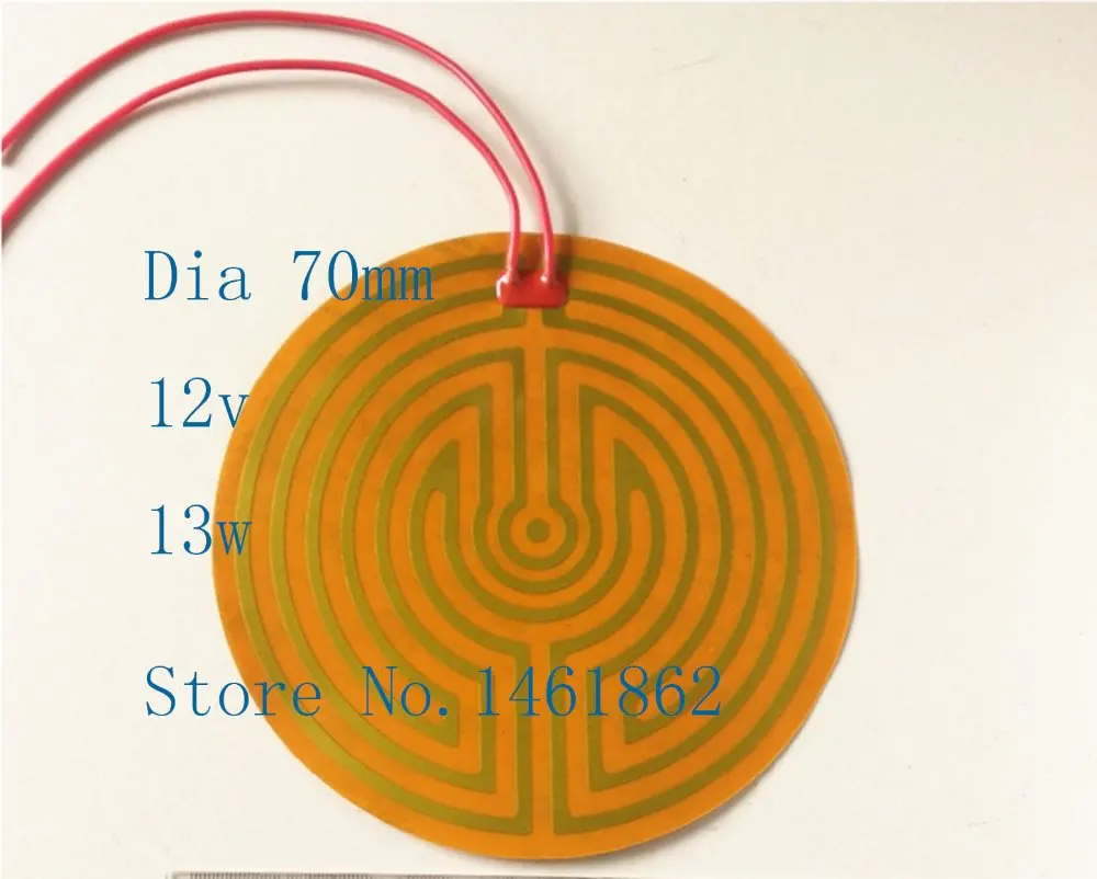 

Dia 70mm 12v13w element heating PI film polyimide heater heat rubber electric flexible heated bad Hot 3D printing series heating