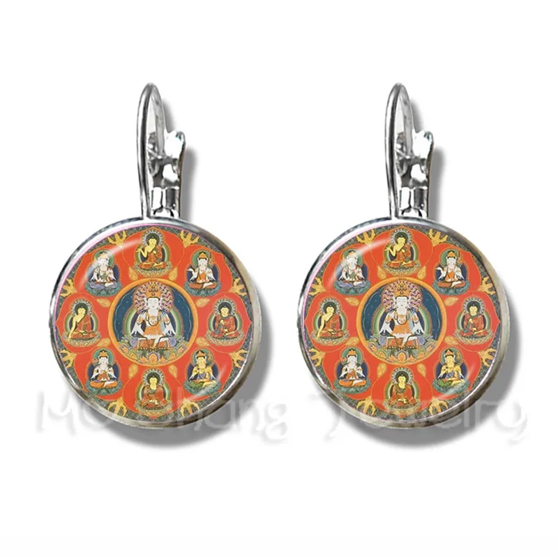 New Fashion Glass Time Gem Earrings 16mm Ganesha Buddha Elephant DIY Women Girls Jewelry Souvenir For Creative Gift