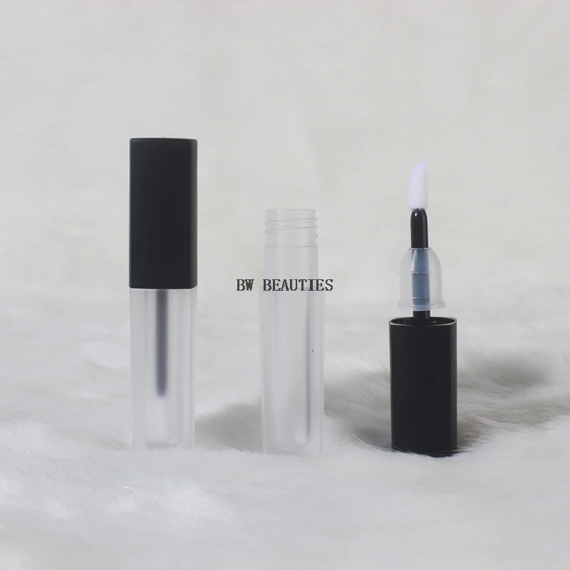 1000Pcs/Lot 3.5ml Black lid Plastic Empty Lip Gloss Containers Style Rectangle Frosted White Lip Balm Lipstick Tube Packaging