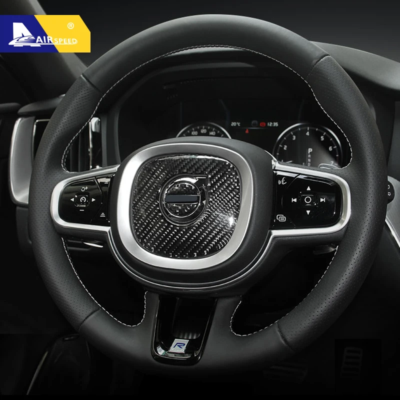 Hot Sales For Volvo XC60 2018 XC90 S90 V90 Accessories Carbon Fiber Steering Wheel Stickers Car Interior Decoration Car Styling