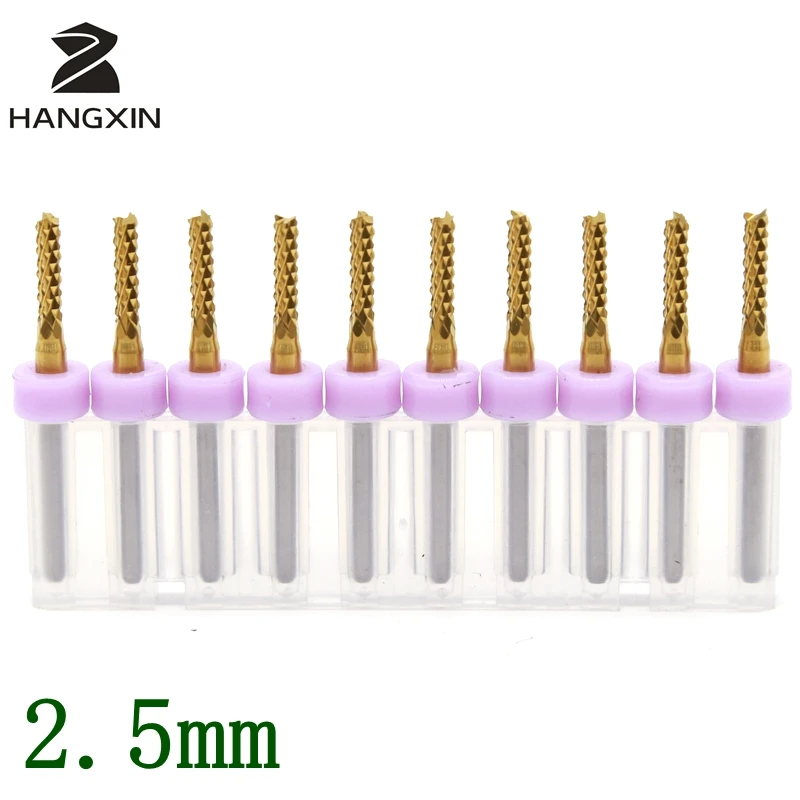 2.5mm Titanium Coating PCB Strawberry Milling Cutter 10PCS CNC Wood Router Metal Aluminum Cutting Machine Accessories Tool