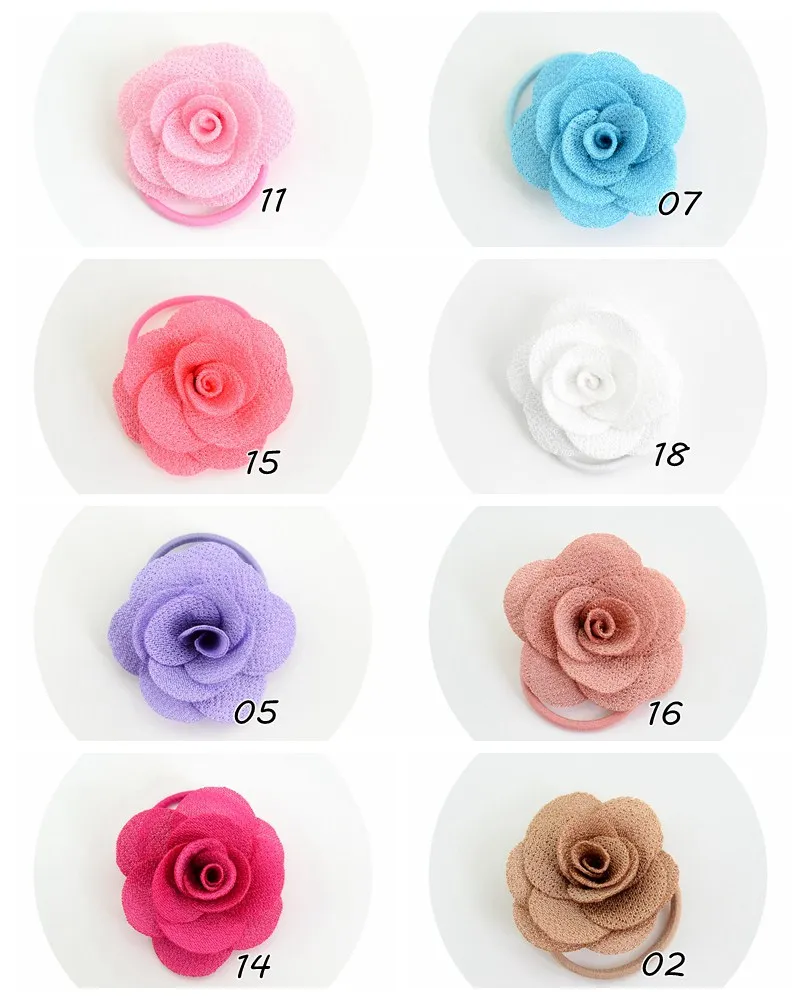 13pcs/lot 1.8 Inch Boutique Flower Girl Bow Elastic Hair Tie Rope Hair Band bows Hair Accessories 698