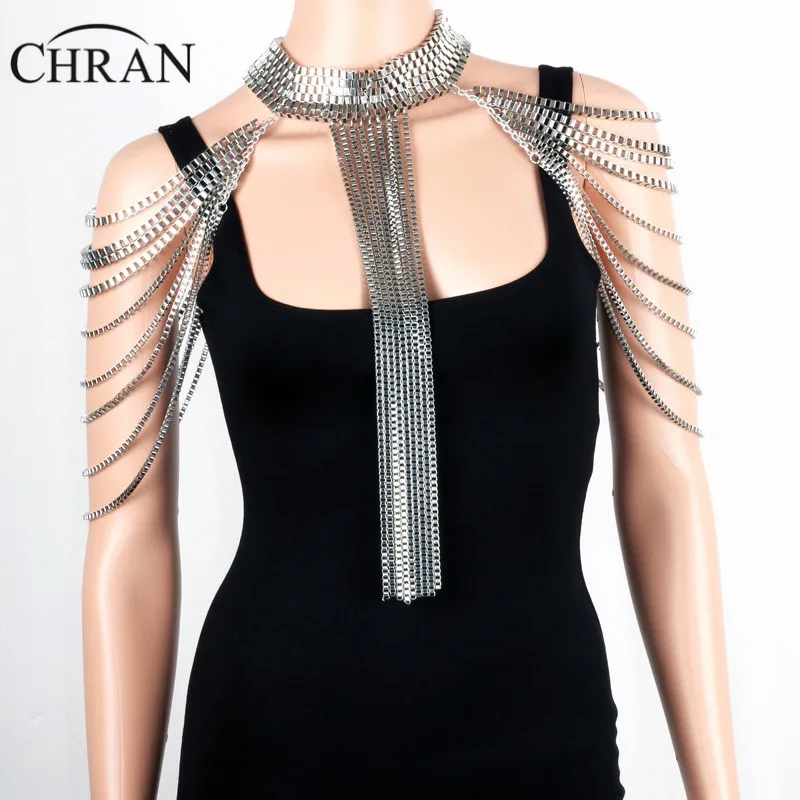 Chran 2 Color Women Exaggerated Beach Bikini Full Bra Chain Shoulder Necklace Tassel Jewelry Wholesale