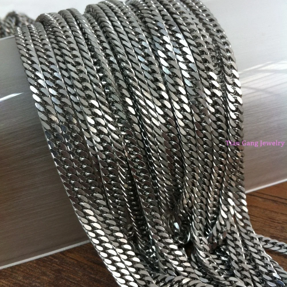 Stainless Steel Silver Color 4mm Curb Cuban Chain DIY Jewelry Findings In Bulk Fashion Strong Men Womens Chain 1/5/10meters