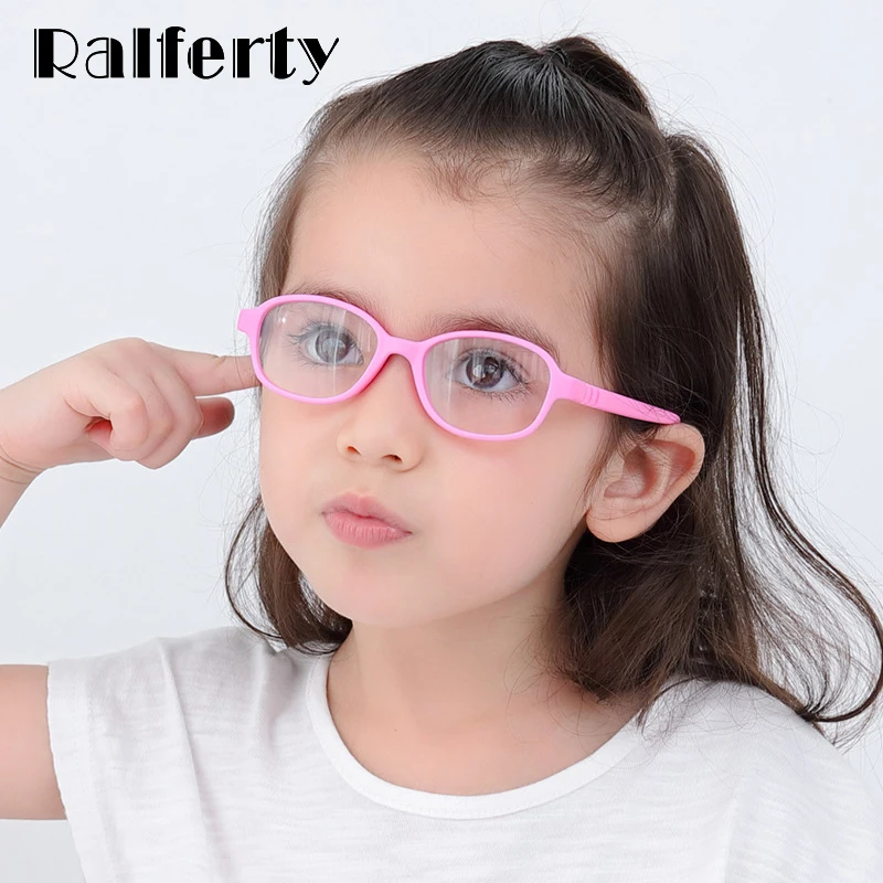 Ralferty Optic Glasses Frame Kids Child Unbreakable TR90 Silica gel Eyeglasses With Lanyard Myopia Glasses Spectacle Frames K304