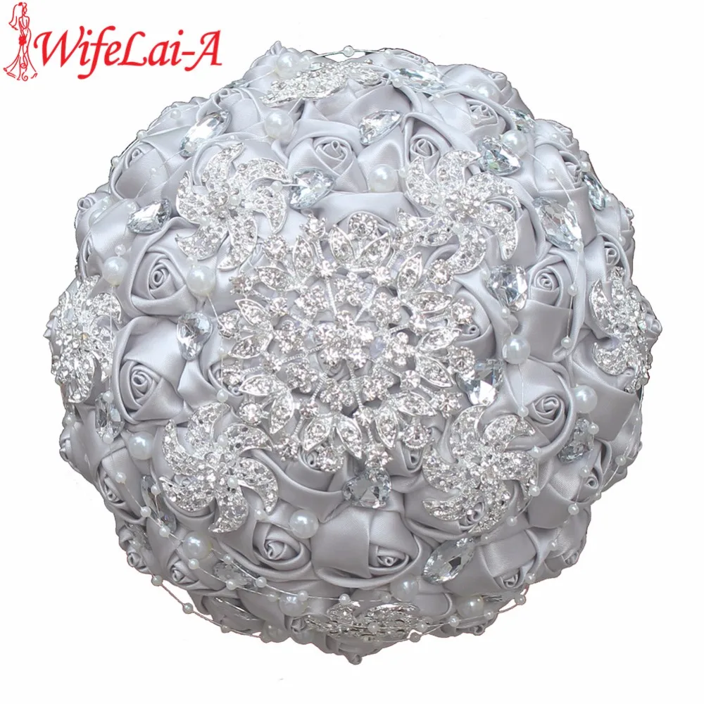 

WifeLai-A Silver Brooch Wedding Bouquet Mariage BridalBouquet Pearl Flowers buque de noiva Factory Selling Best Quality PL0012-T