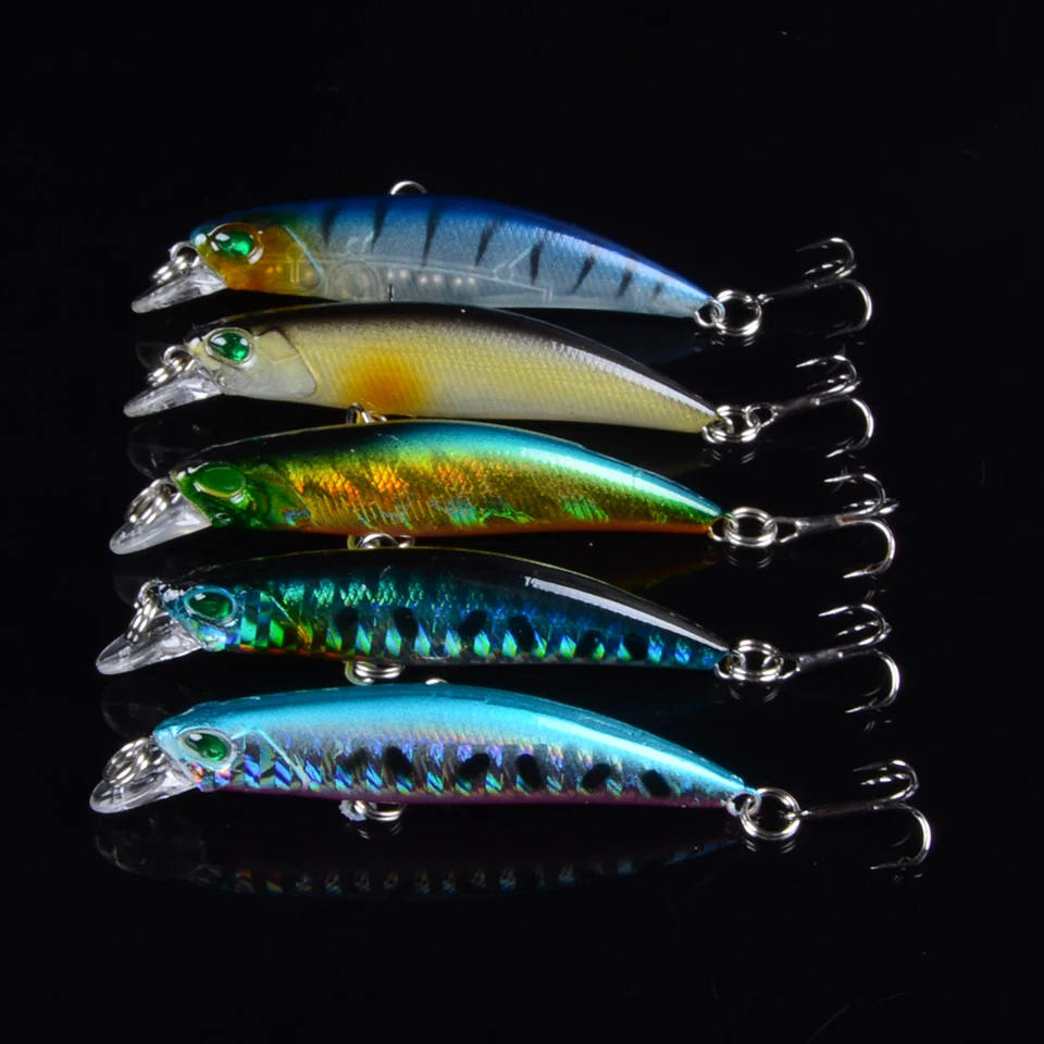 New Arrival 5pcs 6.5cm 4.2g Hard Crank Crankbaits Slow Floating Plastic Bait 3D Eyes Treble Hooks Fishing Lure Bass Pesca