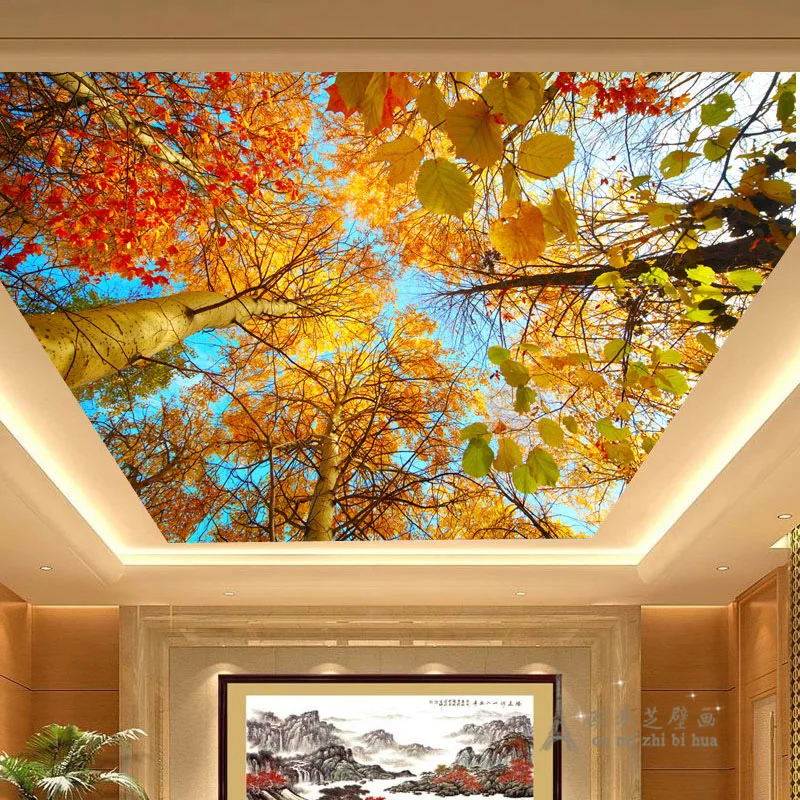 

beibehang Gold leaf natural scenery wallpaper business rooms the hotel lobby ceiling living room bedroom murals papel de parede