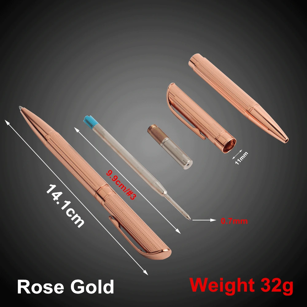 Heavy Rose Gold Ballpoint Pen Full Metal luxury Pen For School Office Rotating Style Ink Colors Black Blue Writing 0.7mm Pen