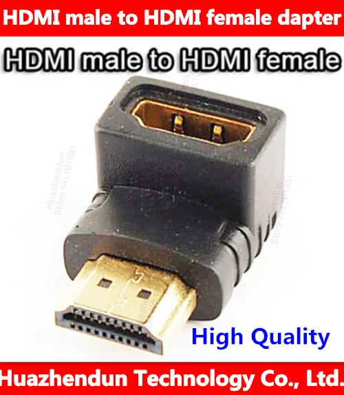 100pcs/lot HDMI male to HDMI female cable adapter converter extender 90 degree angle for 1080P HDTV