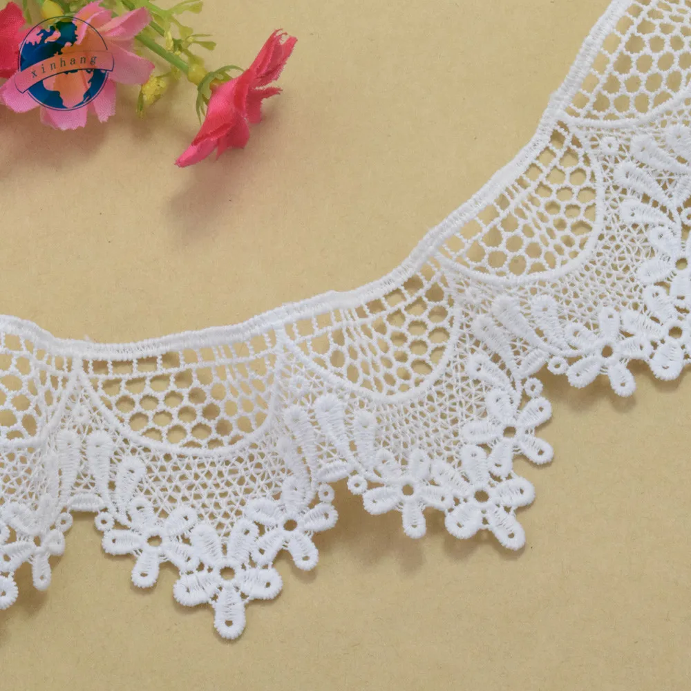 5.9cm Width White Polyester Embroidery French Lace Ribbon Fabric Guipure Diy Trims Warp Knitting Sewing Garment Accessories#3728