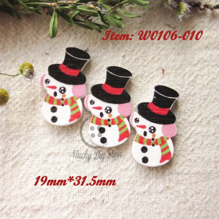 Christmas series 50pcs Black hat Snowman wood buttons Christmas decoration accessories craft scrapbooking materials