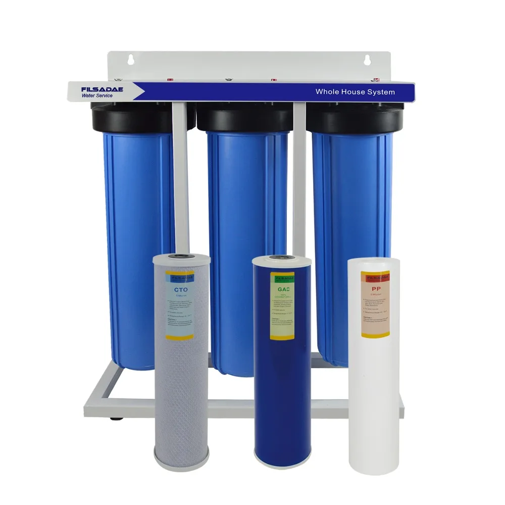 

3-Stage Whole House Water Filtration System with filters-Sediment,GAC&Cococnut Carbon Block(CTO)include wrench ,1-Inch Port