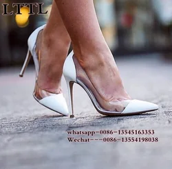 PVC transparent Lady Pointy Toe High Heels Pumps Women Party Dress Suede Leather Top Quality Sandals Thin High Heels Shoes