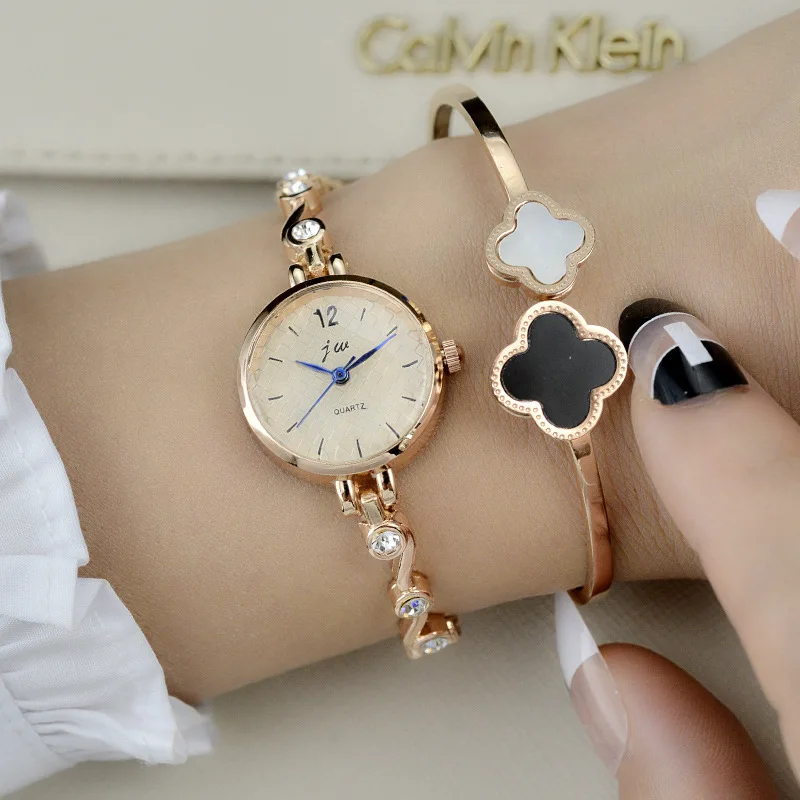 

Fashion Jw Top Brand Small Dial Rose Gold Silver Women Wrist Chain Bracelet Watches With Elegant Stone Quartz Dress Wristwatches