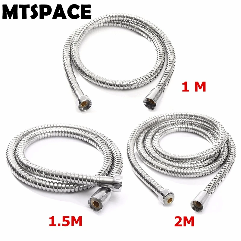 MTSPACE wysokiej jakości 1 m/1,5 m/2 m G1/2 Cal elastyczny wąż prysznicowy ze stali nierdzewnej chromowana głowica wodna do łazienki głowica prysznicowa narzędzie do rur