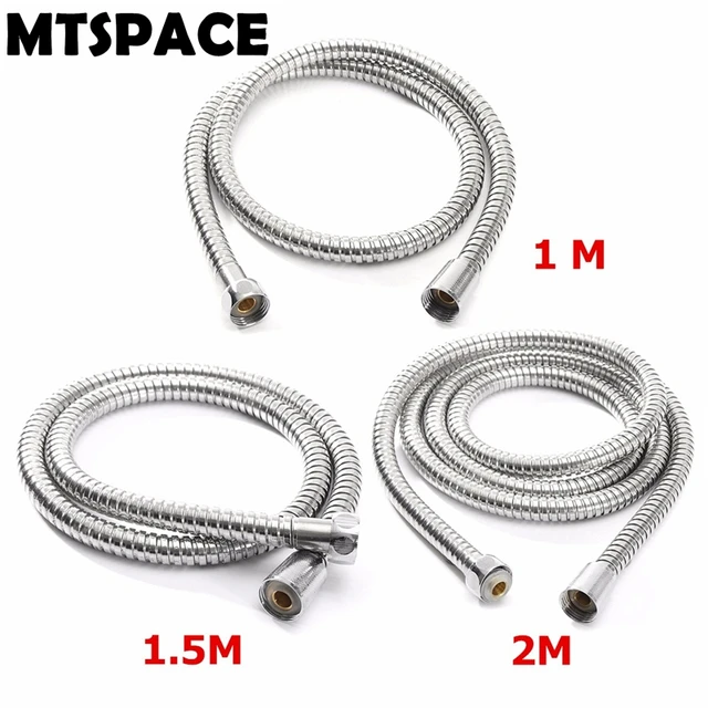 MTSPACE wysokiej jakości 1 m/1,5 m/2 m G1/2 Cal elastyczny wąż prysznicowy ze stali nierdzewnej chromowana głowica wodna do łazienki głowica prysznicowa narzędzie do rur