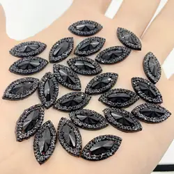 60pcs 9*18mm Resin Black Horse eye Gems Flatback Rhinestone Scrapbooks DIY Beading work crafts -S67