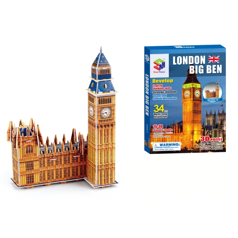 

15cm 3D Puzzles Big Ben Builing Mode Toys Brain Teaser Learning Educational Games Children Jigsaw Toys for Christmas Gift