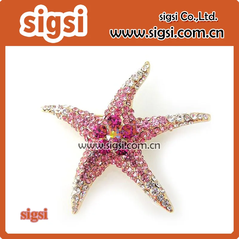 charming starfish rhinestone brooch