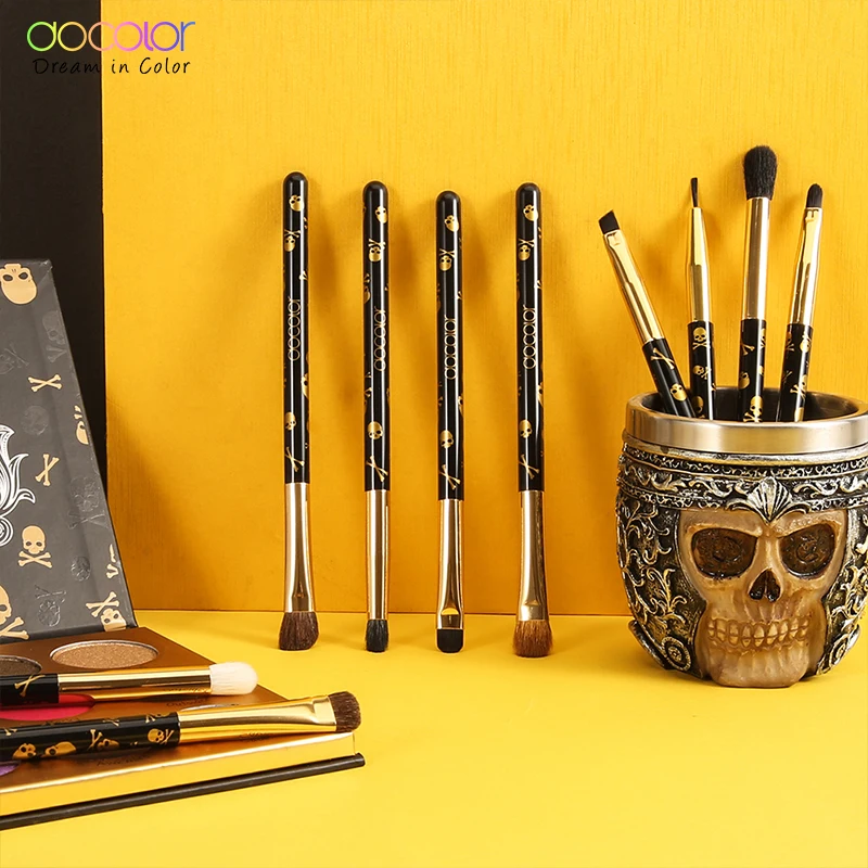 Docolor 10Pcs Set di pennelli per trucco ombretto professionale Eyeliner pennello per ciglia strumento per cosmetici Set di pennelli per occhi di bellezza