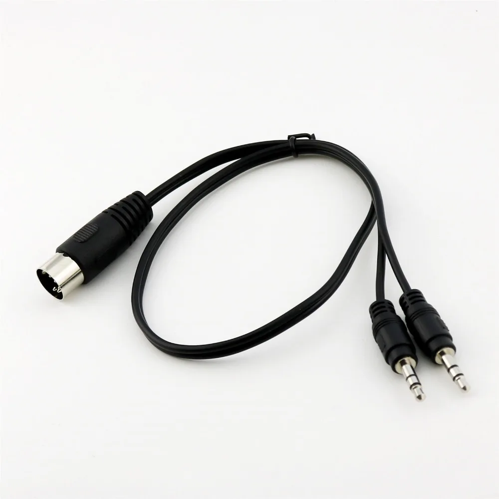 1pcs Black 50cm Midi Din 5 Pin Male to 2x 3.5mm 1/8