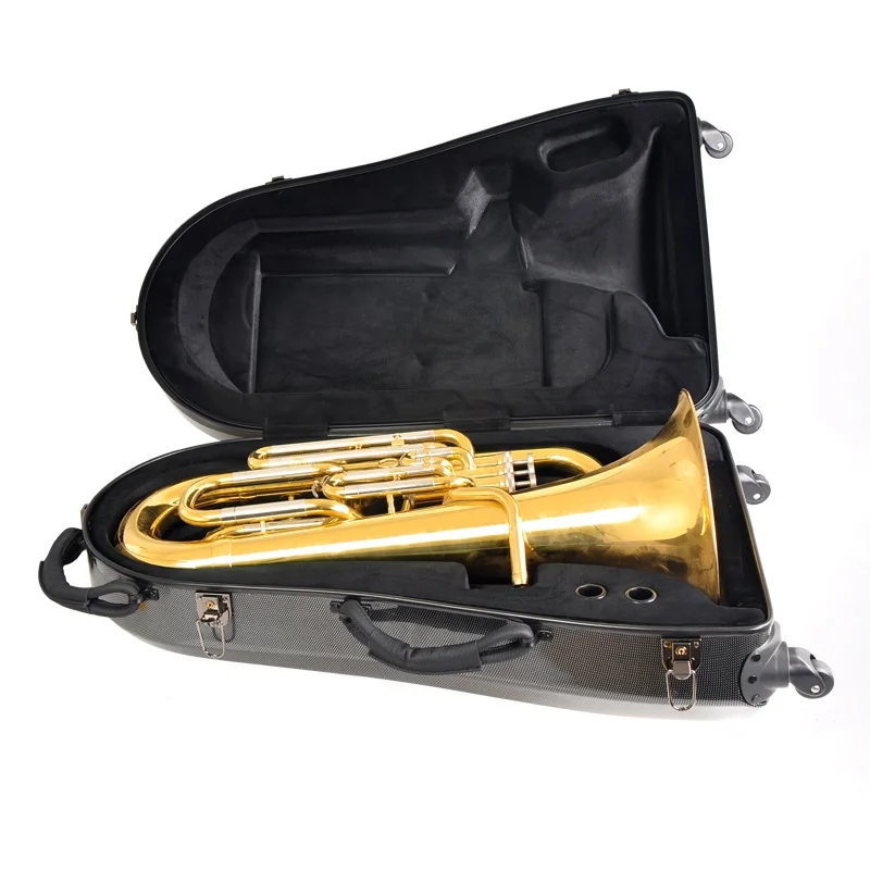 Euphonium Case Hard Box Baritone Horn Case Wheels bB Baritone Bag Handle Tuba Case Hard Brass-wind Instrument Bag Bass Tuba Case